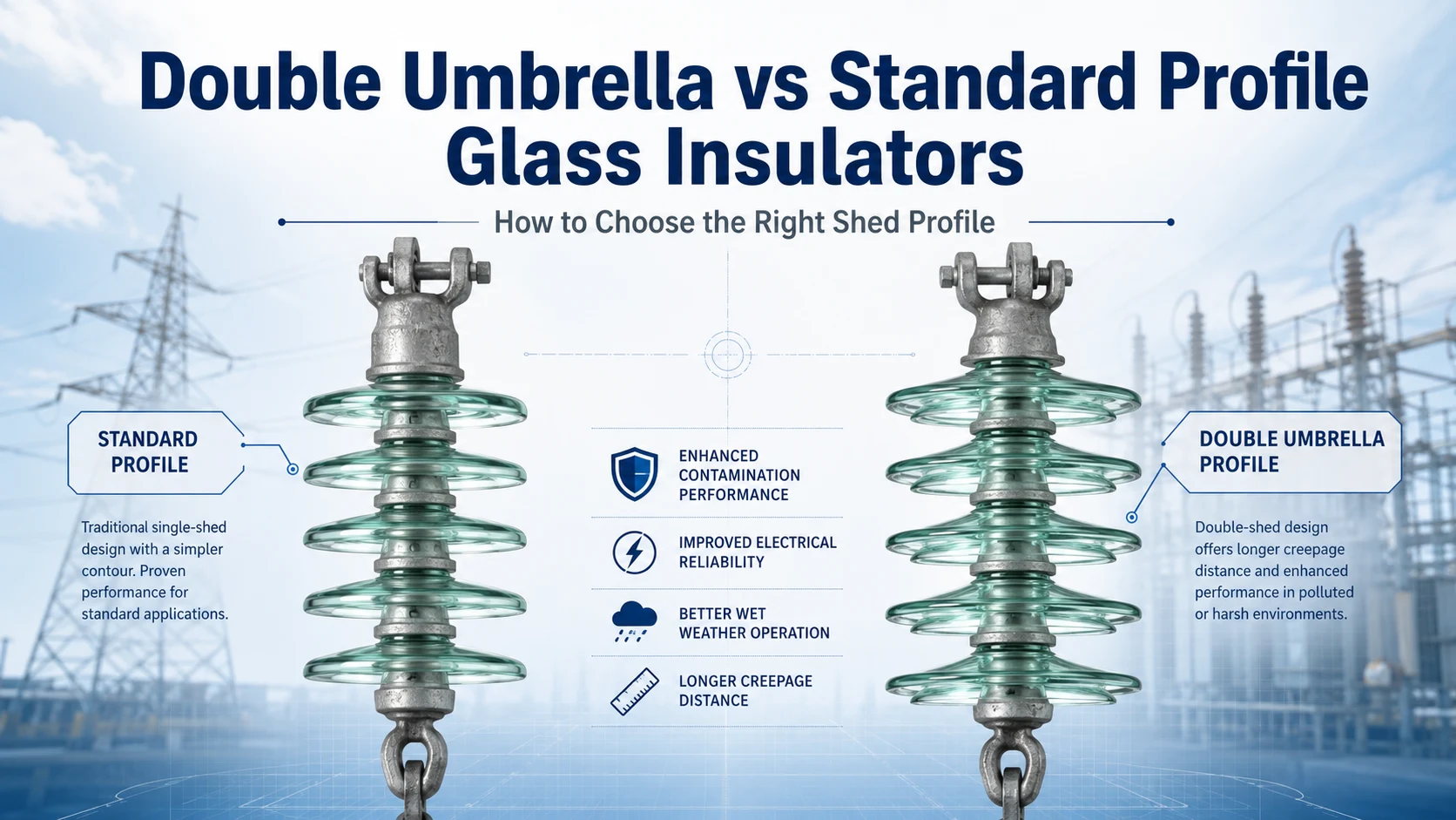Double Umbrella vs Standard Profile Glass Insulators How to Choose the Right Shed Profile