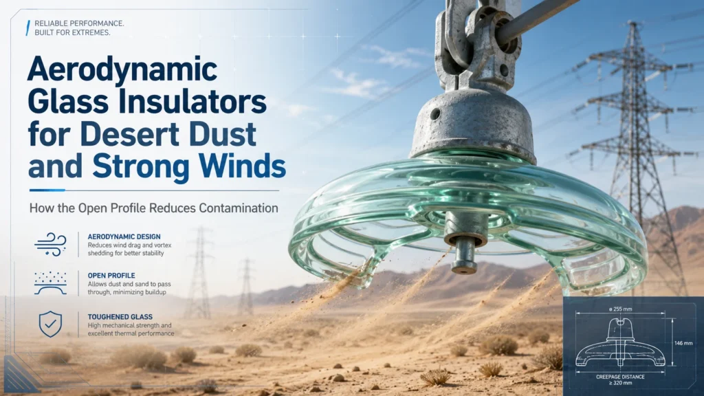 Aerodynamic Glass Insulators for Desert Dust and Strong Winds How the Open Profile Reduces Contamination